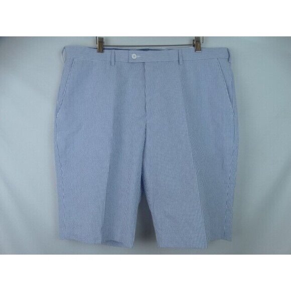 Linea Uomo Men's Shorts Size 42 Blue & White Striped Seersucker Shorts - Picture 1 of 9